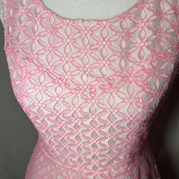 NWT neon pink & white eyelet open back INA dress size small - Picture 5 of 5